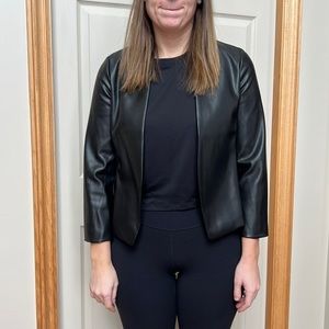 Ann Taylor black faux leather blazer